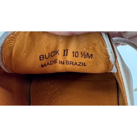 Alan Payne Buck II 10.5M Mens Suede Lace-Up Dress Shoes In Beige Made In Brazil - Picture 6 of 11